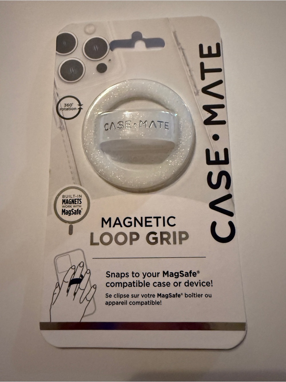 Case-Mate Magnetic MagSafe Loop Grip Sparkle White New Sealed